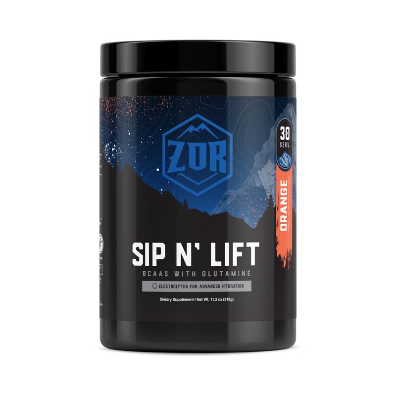 ZOR SIP 'N Lift BCAA Powder – 2:1:1 Branched-Chain Amino Acids with 1000mg Glutamine & Electrolytes – Unflavored Intra/Post Workout – Sugar-Free, Non-GMO, Gluten-Free – 30 Servings