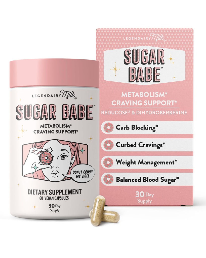 Legendairy Milk Sugar Babe - Combat Cravings & Manage Appetite - Metabolism Support - Carb Management - Dihydroberberine Supplement - 60 Capsules, 1 Month Supply
