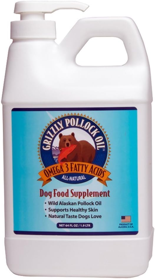 Grizzly Pollock Oil Dog Food Suplemento, 64 onzas