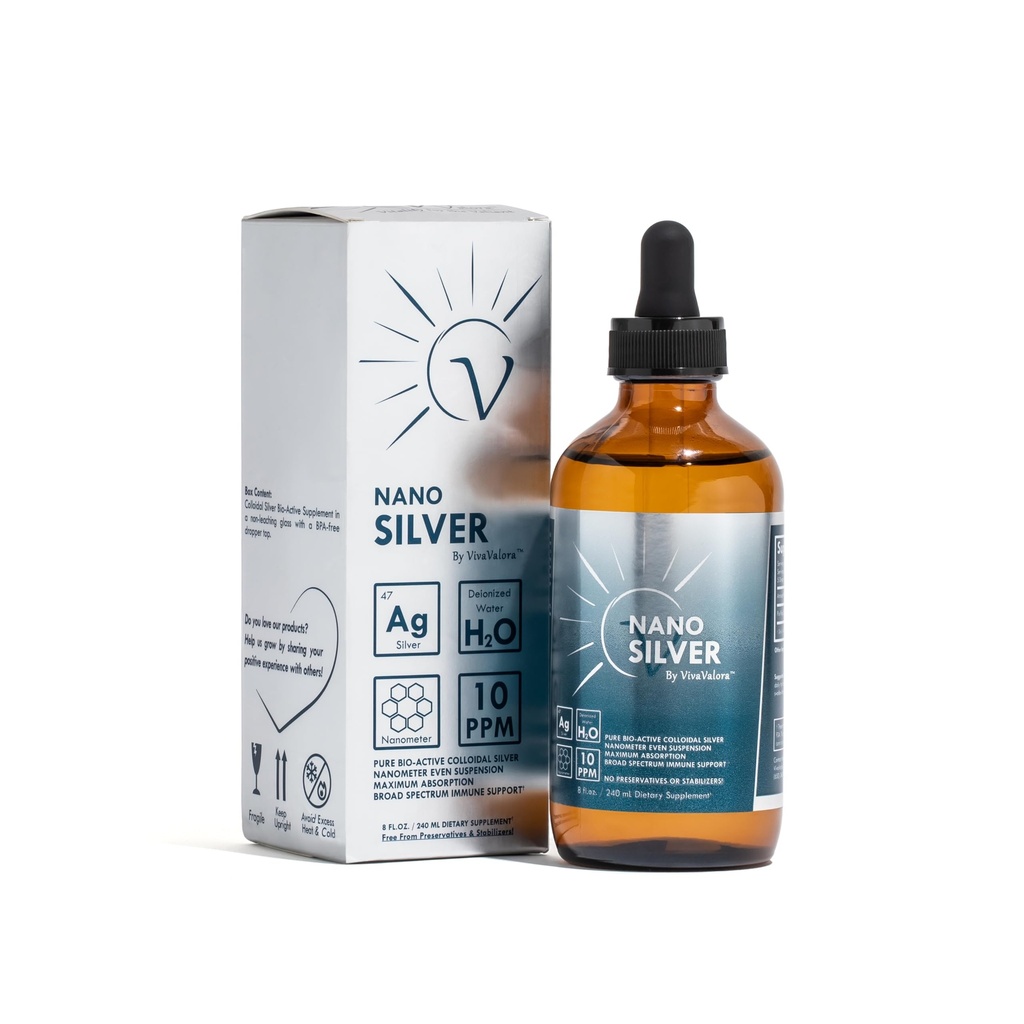 Colloidal Silver Liquid 10 PPM – Immune Support Supplement | Bio-Active Nano Silver, Amber Glass Dropper, Third-Party Lab Tested, Only 2 Ingredients, Made in USA, 8 fl oz