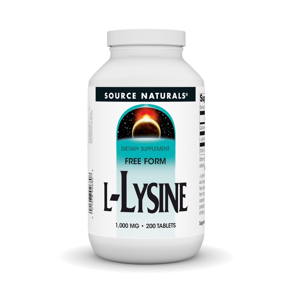 Source Naturals L-Lysine Free Form, 1000 mg* - 200 Tablets