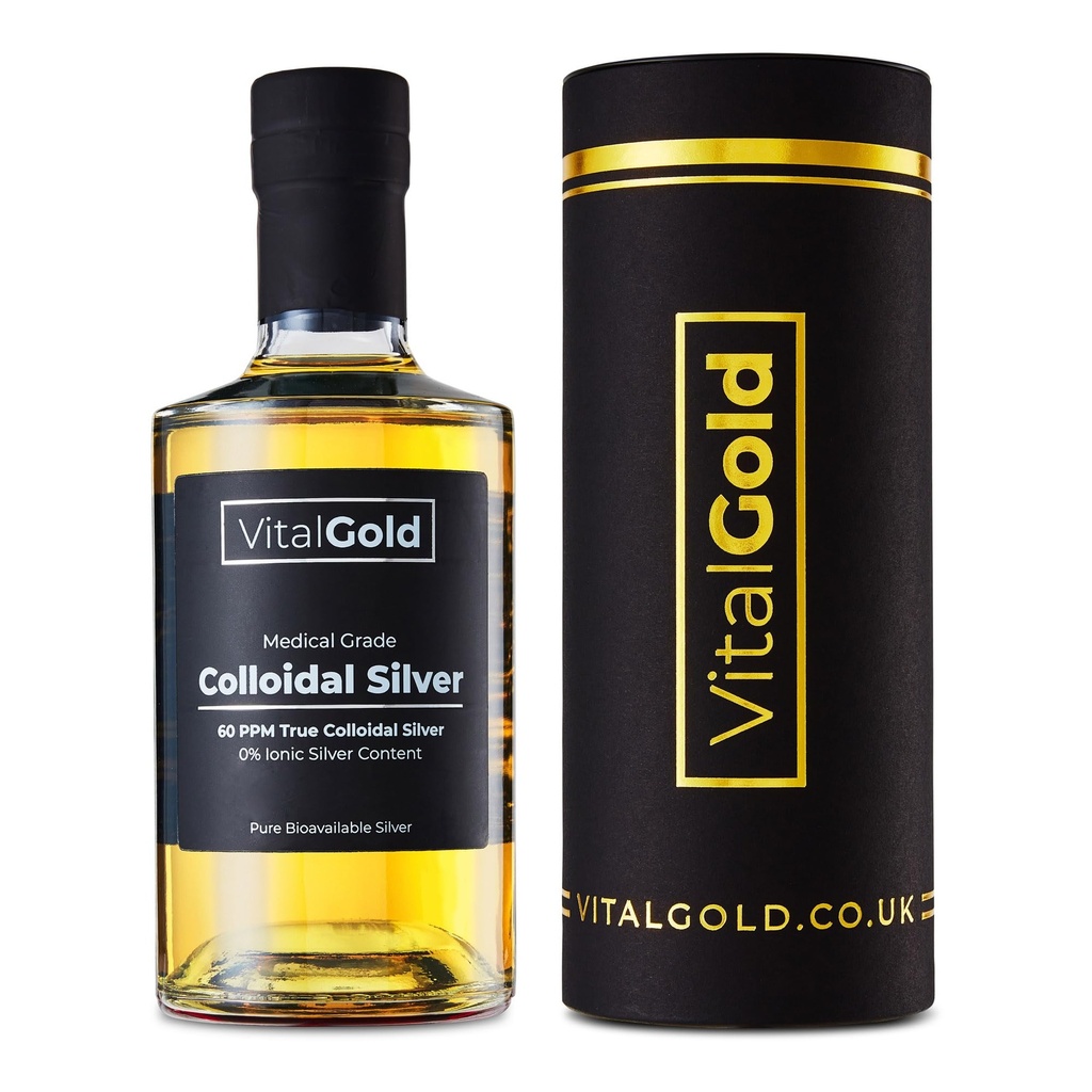 True Colloidal Silver 60 PPM - Free from Ionic Silver - 500ml Glass Bottle