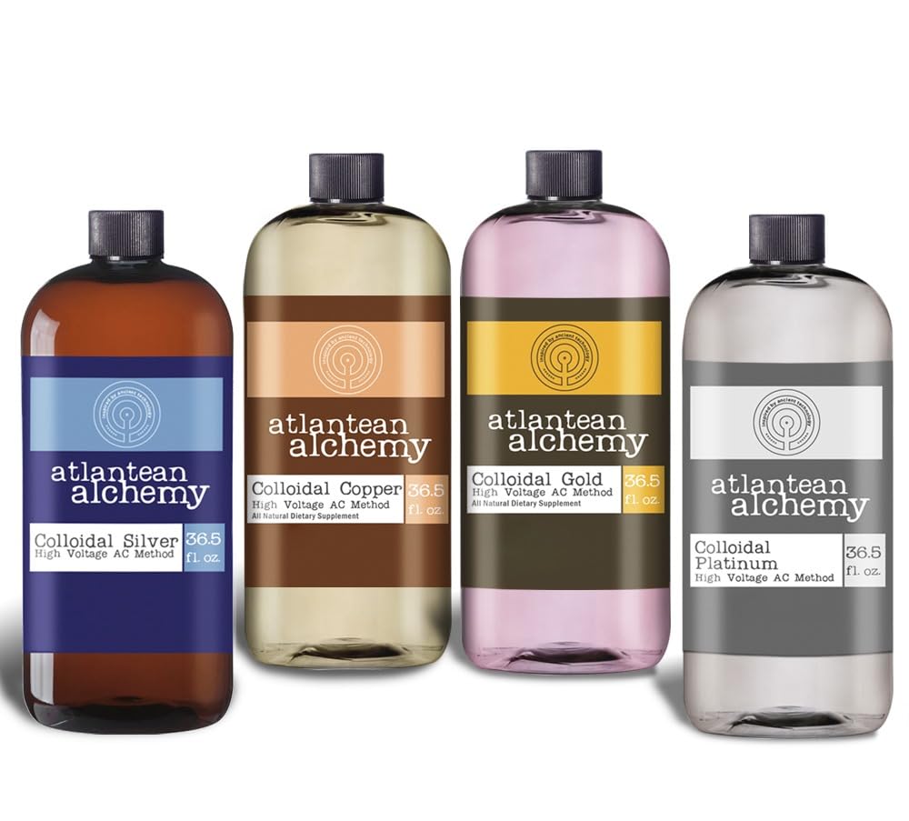 Colloidal Silver, Copper, Gold & Platinum Bundle 60PPM (36.5oz Bottles)