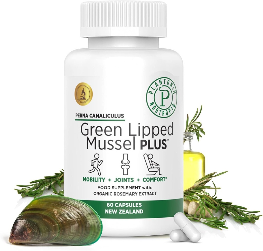 Nouvelle-Zélande - Muselle à lisière verte pour les humains - 19 000mg Service - Gel séché Perna Canaliculus avec Omega 3 - Soutien de la mobilité et de la circulation conjointes - Non OGM et gluten – 60 Capsules