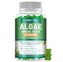 Algae Omega 3 Gummies 4000mg - Fish Oil Gummies Alternative from Algae Oil, DHA 1500MG & EPA 270MG, Vitamin C, E,Turmeric, Black Pepper & Selenium, Supports Heart, Brain & Immune Wellness, 60 Gummies