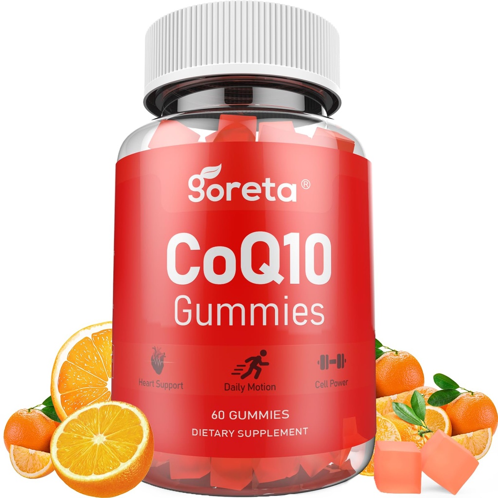 CoQ10 Gummies for Adults with Vitamin E – Coenzyme Q10 250mg per Serving, Sugar-Free Chewable Gummies, Natural Orange Flavor, 60 Count