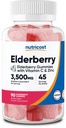 Nutricost Elderberry Extract Gummies 90 Gummies for 45 Servings Per Bottle - with Vitamin C & Zinc, Gluten Free