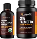 HAVASU NUTRITION Black Seed Oil Organic Cold Pressed Liquid (8 Fl Oz) & Pumpkin Seed Oil with Saw Palmetto for Men (60 Servings)