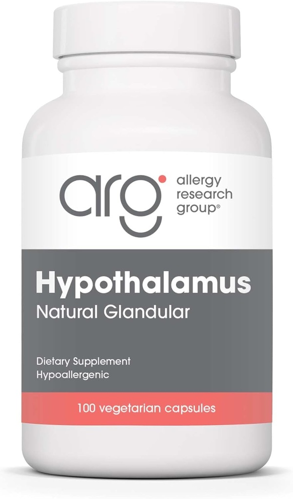 Allergy Research Group Hypothalamus Supplement - Ендокрин Підтримка, Природний Glandular, 500mg Adrenal Support, Adrenal Pituitary, Adrenal Gland функція, Bovine, Lyophilized, Vegicaps - 100 Count