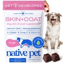Native Pet Skin & Coat Chews - Omega 3 Fish Oil for Dogs Skin & Coat Supplement - Itch Relief, Shiny Fur & Shedding Support - Collagen, Hyaluronic Acid, Biotin, Probiotics & Salmon Oil - 30 Chews