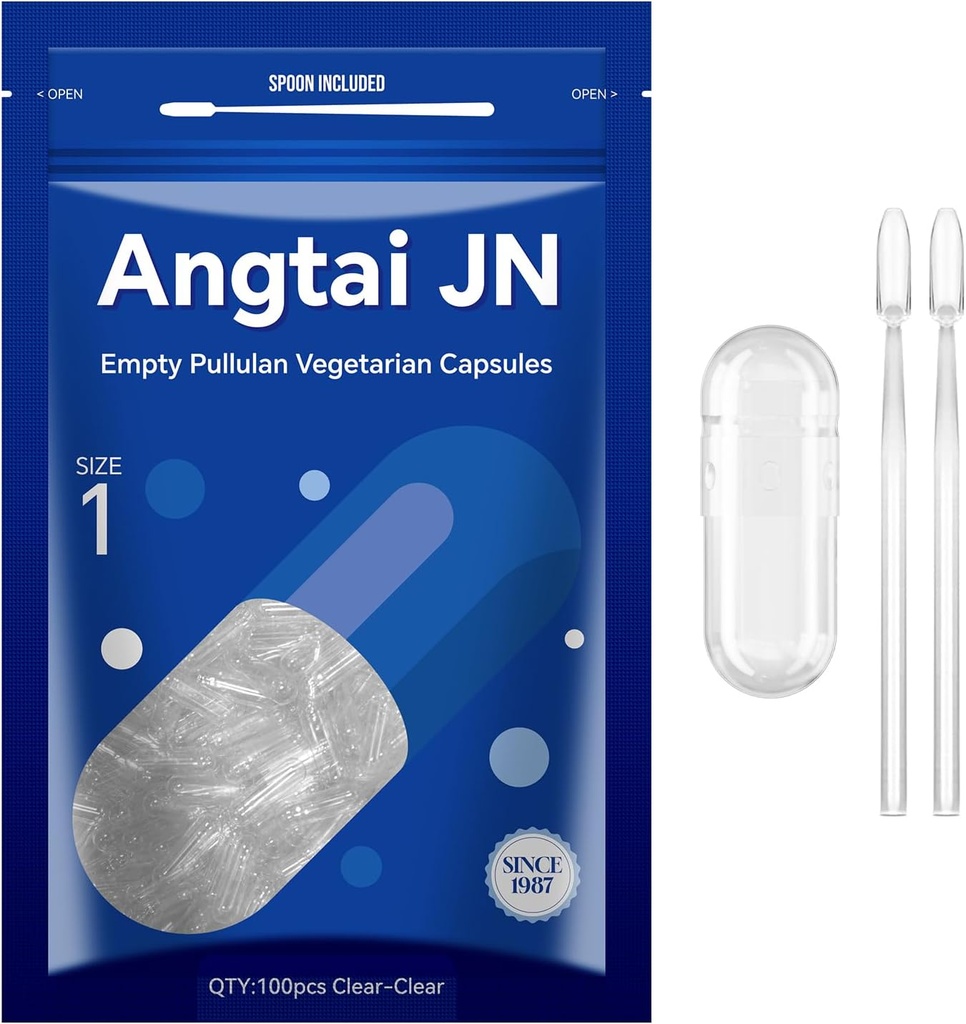 Capules buides Mida 1 - Neteja les caixes buides de Vegetarrian Capelles(100 Compte) Mida 1 buida de Schelaun Capsules amb dos microb Spoons, Veggie Capsles buides per a DIY Les vostres pròpies aproximades