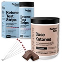 Perfect Keto Ketone Bundle — Exogenous Ketones Powder (Chocolate, 8.57 oz) + 100 ct Urine Ketone Test Strips — Keto Support & Monitoring Kit for Low Carb/Ketogenic Diets