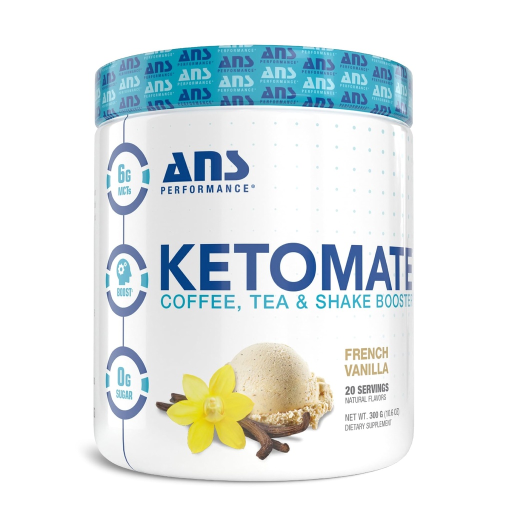 ANS Performance Ketomate Sugar Free Coffee Creamer with MCT Oil Powder for Tea and Shakes, Keto Energy Powder, 20 Servings, French Vanilla