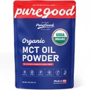 PureGood Organic MCT Oil Powder with Prebiotic Fiber, 1 Pound (16 oz) | C8 & C10 from Coconuts | MCT Oil Coffee Creamer, Unflavored | Non-GMO, Vegan, Kosher, Gluten Free