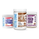 Keto Zone Maintenance Pack | by Divine Health & Dr. Colbert | MCT Oil Powder (Hazelnut) | Fiber Zone (Berry) | Instant Ketones (Raspberry) | Supports Energy & Gut Health