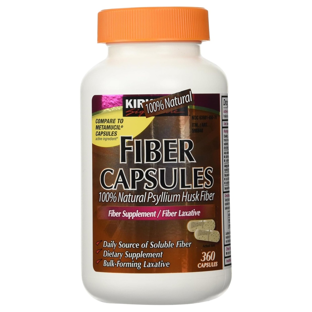 KP+ Fiber Capsules | Psyllium Husk Fiber | Daily Soluble Fiber Supplement | Supports Digestive Regularity | 360 Capsules | Pack of 1