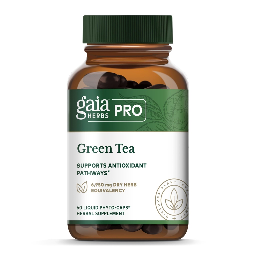 GAIA HERBS PRO Green Tea - Heart Health & Antioxidant Support Supplement* - Health Supplement with Green Tea Leaf Extract - Vegan, Gluten-Free, Soy-Free - 60 Liquid Phyto-Caps (30 Servings)