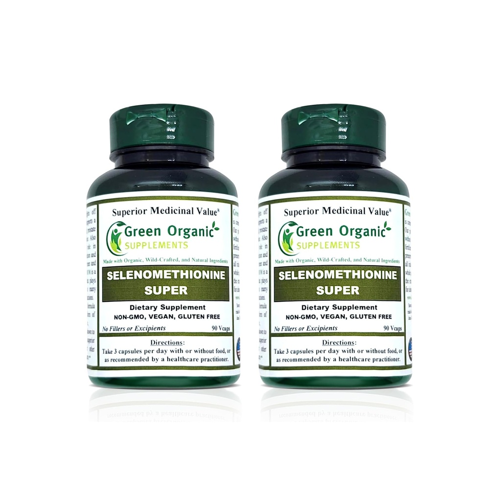 Green Organic Supplements Selenium, Seleno-Methionine, High Absorbable, Non-GMO, Gluten-Free (Pack of 2)