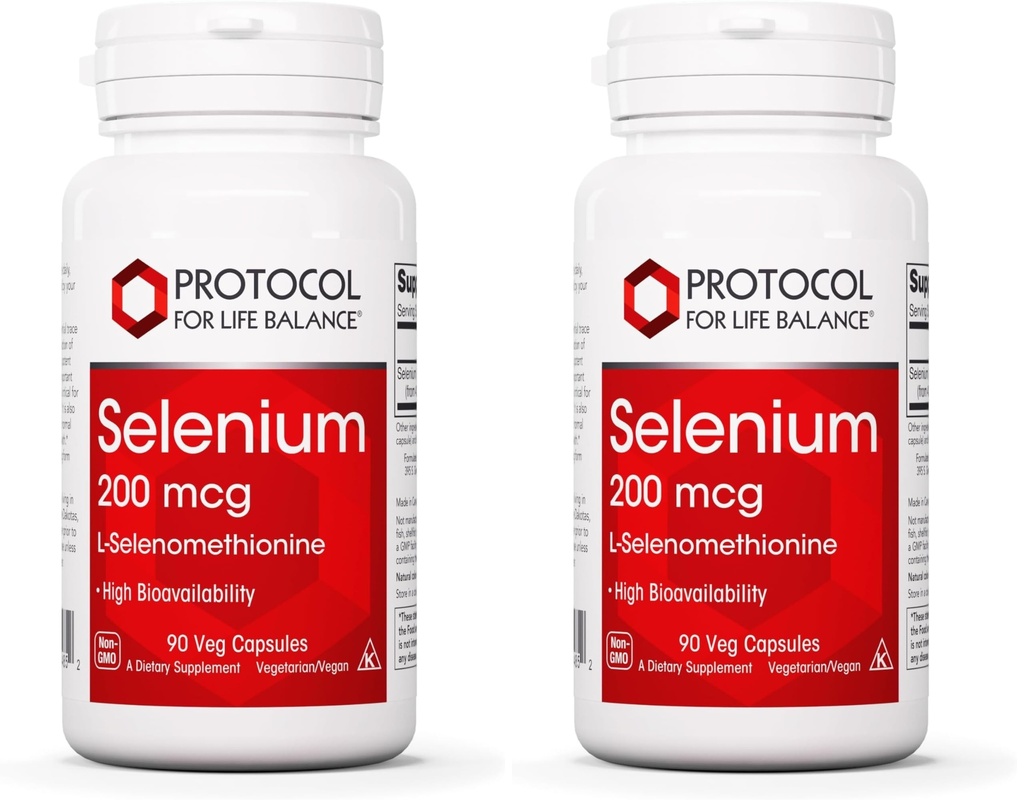 Protocol Selenium 200mcg - Immune Support, Thyroid & Prostate Health* - Selenium Supplements - Vegetarian, Kosher & Halal - 90 Veg Caps (Pack of 2)