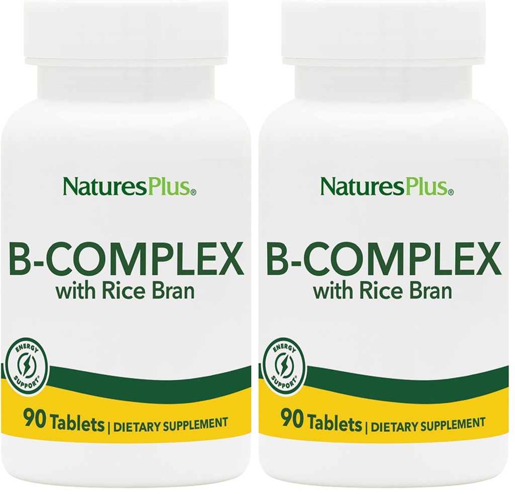 NaturesPlus B-Complex with Rice Bran - 90 Tablets - Vegetarian, Gluten Free - 90 Servings (Pack of 2)