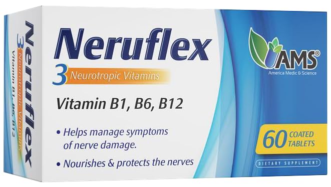 America Medic & Science NeruFlex 60ct – Nerve Support Supplement with Essential B-Vitamins – Supports Nervous System Health & Energy Production – 60 Tablets