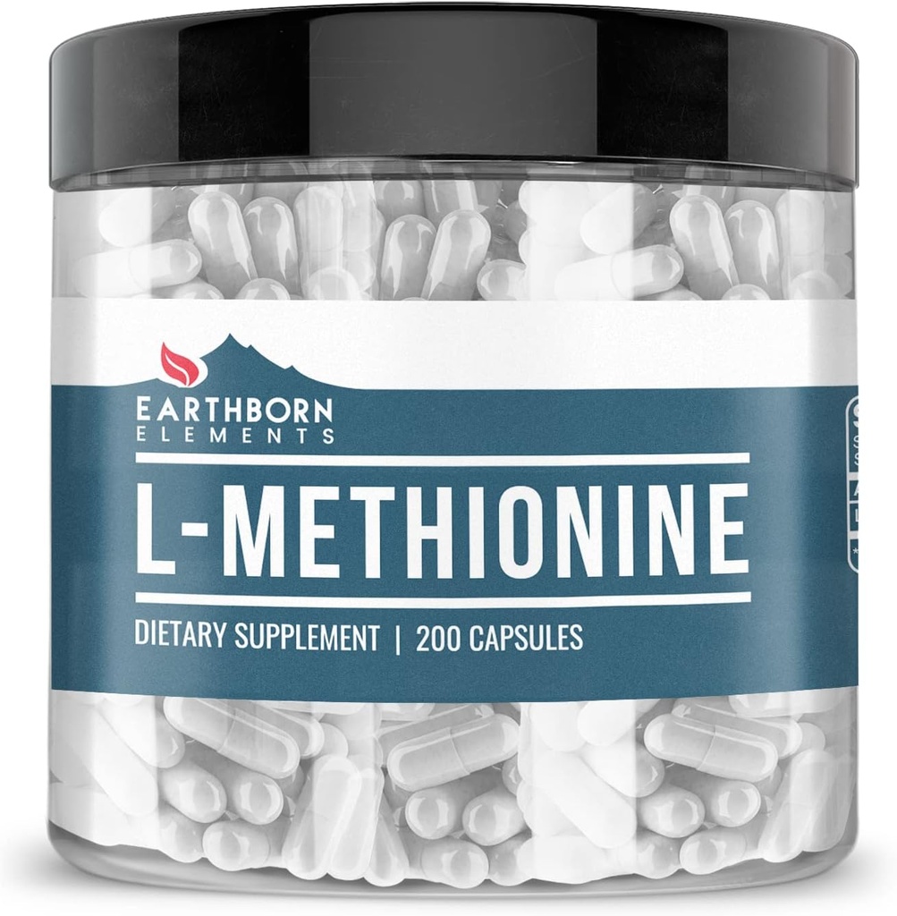 Elemente pământene L-Metionina 200 Capsule, Pure & Nediluat, fără aditivi