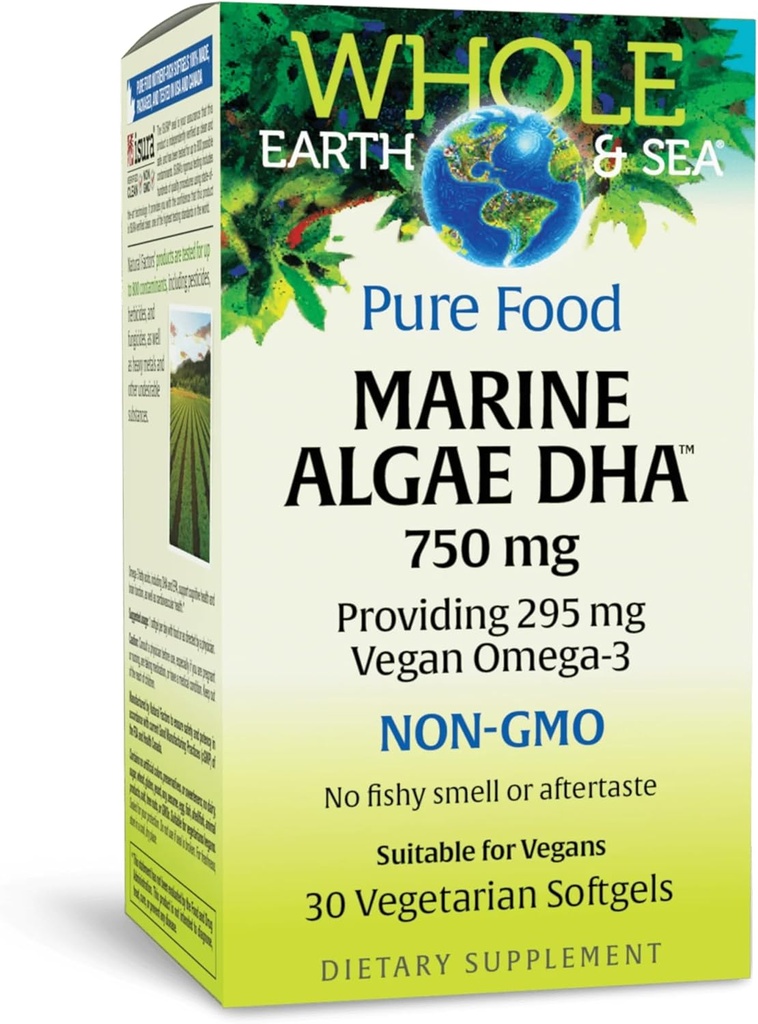 Naturlige faktorer hele jorden og havet, Marine DHA Omega-3, 30 vegetariske softgels