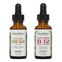 LiveWise Naturals Premium Wellness Duo – Vitamin D3+K2 & B12 Liquid Drops, All Natural, Non-GMO, Vegan, Supports Bone Health, Energy, Clarity & Heart Health, Infused with Olive and MCT Oil