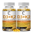Vitamin D3 K2 Supplement with Vitamin D3 5000 IU, 200 mcg Vitamin K2 MK-7 & Natural Coconut Oil, Plant Based 2-1 Formula for Bone, Teeth, Muscle and Immune Health Support (120 Count (Pack of 2))