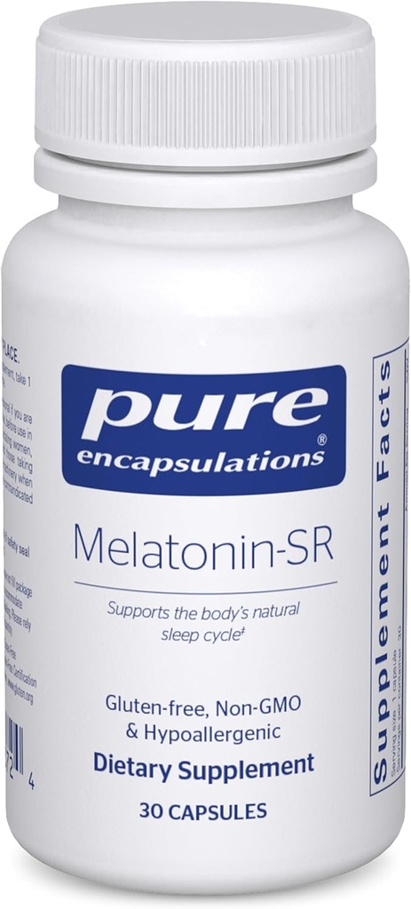 Encapsulacións puras Melatonin-SR - liberación estendida Melatonin - soporta sono descansante * - Suplemento para o sono - Gluten Free & Vegan - 30 cápsulas