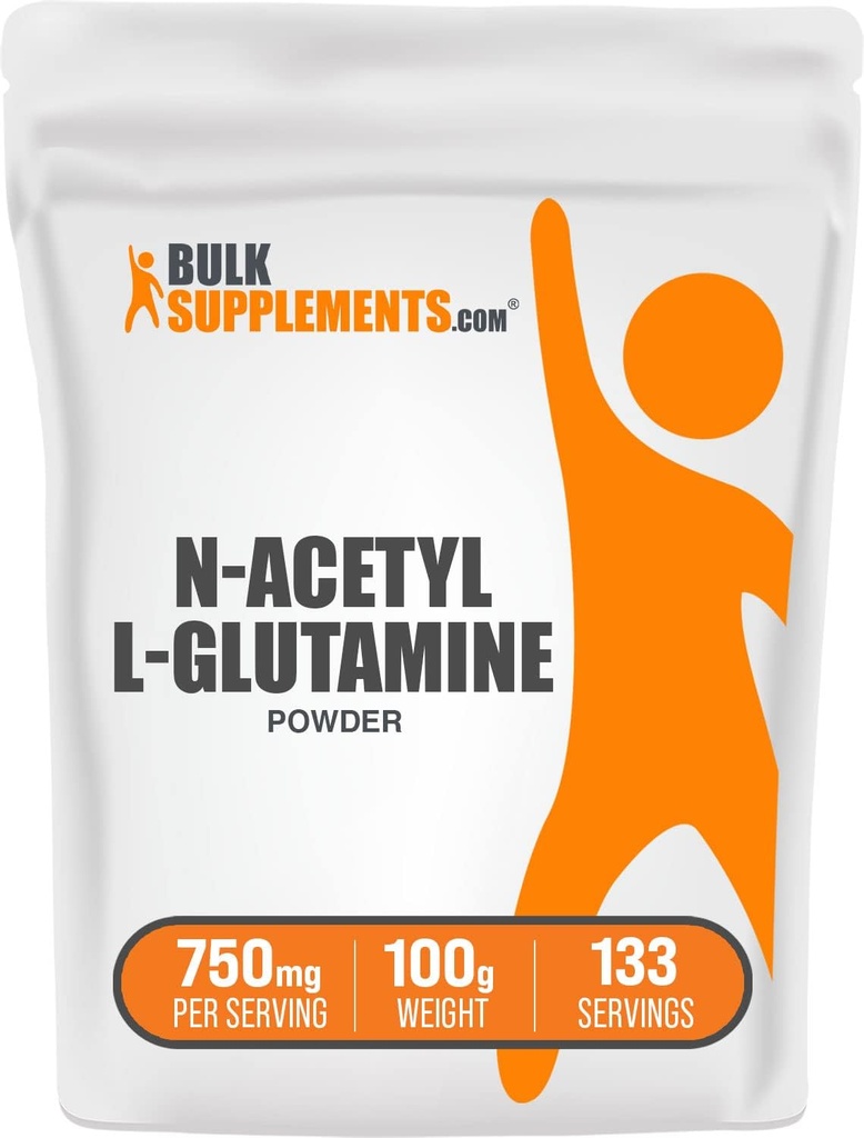 Bulk Assupports.com N-Acetyl L-Glutamine 粉末 - Glutamine 粉末 - L Glutamine Powder, Gut Health & Recovery - Glut Free, 750mg / service, 100g (3.5 oz) (一包)