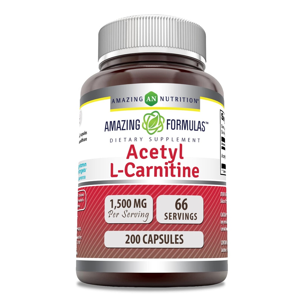 Amazing Formulas Acetyl-Acetyl HCI 1500 Mg | Vegetarian Capsules Supplement | Non-GMO | Gluten-Free | Made in USA (1 Pack | 200 Count)
