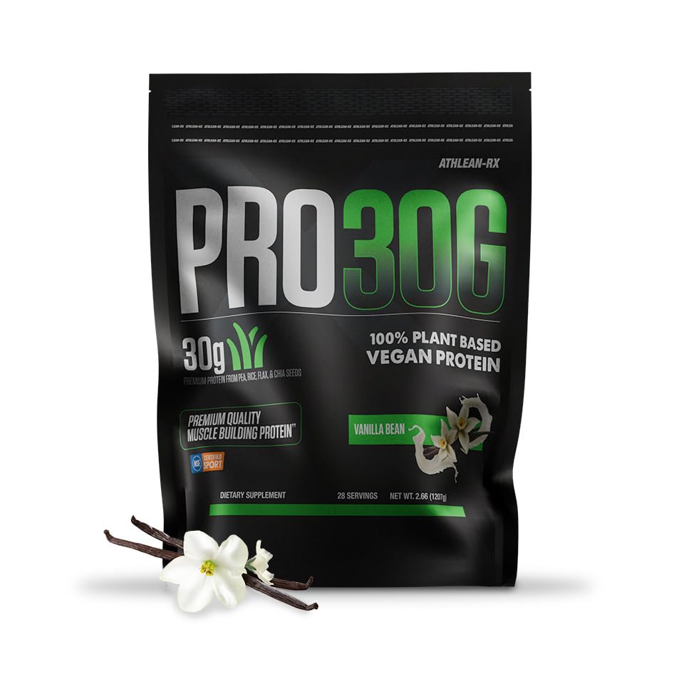 PRO 30G Vegan Protein Powder by ATHLEAN-X, Plant-Based Muscle Recovery & Growth Formula, Gluten-Free, NSF Certified for Sports, High Protein Supplement for Strength - Vanilla Bean