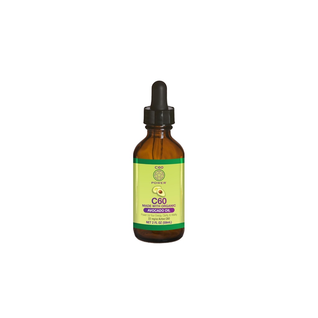 C60 Power C60 in Organic Avocado Oil - Natural Wellness & Antioxidant Support for Men & Women, 99.99% Pure Carbon Fullerenes, Promotes Energy, Mental Clarity, & Stamina - 2 fl oz Bottle