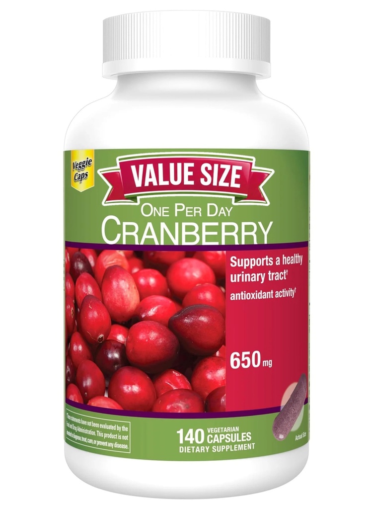 Nature Cranberry 650mg, 140 Vegetarian Capsules, One per Day, Urinary Tract Supplement, Herbal Supplement