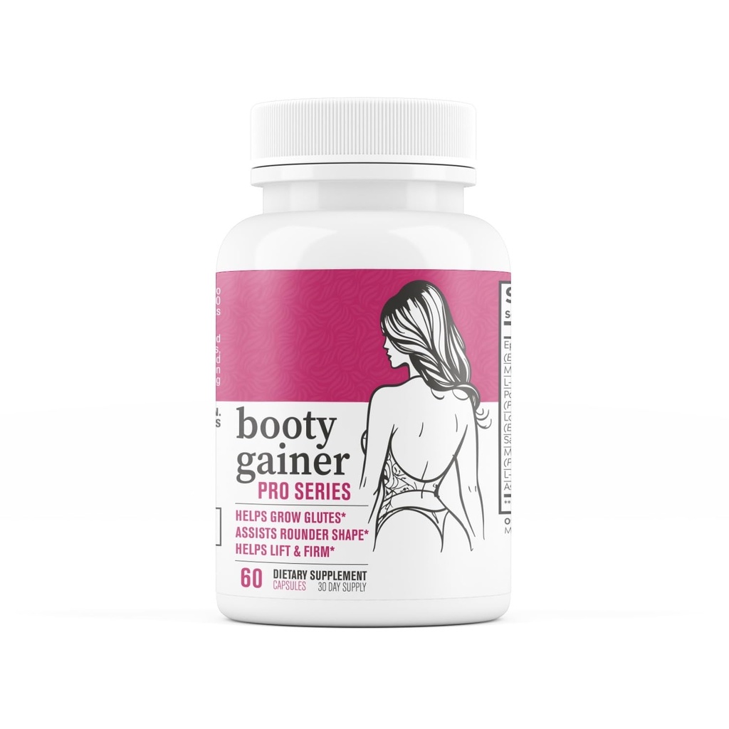 Booty Gainer Pro Series - Weight/Muscle Gainer for Women to Grow Thicker Booty & Larger Buttox | Helps Naturally Curve & Shape Body | Grow Rounder, Wider & Thicker Glutes - 60 Capsules