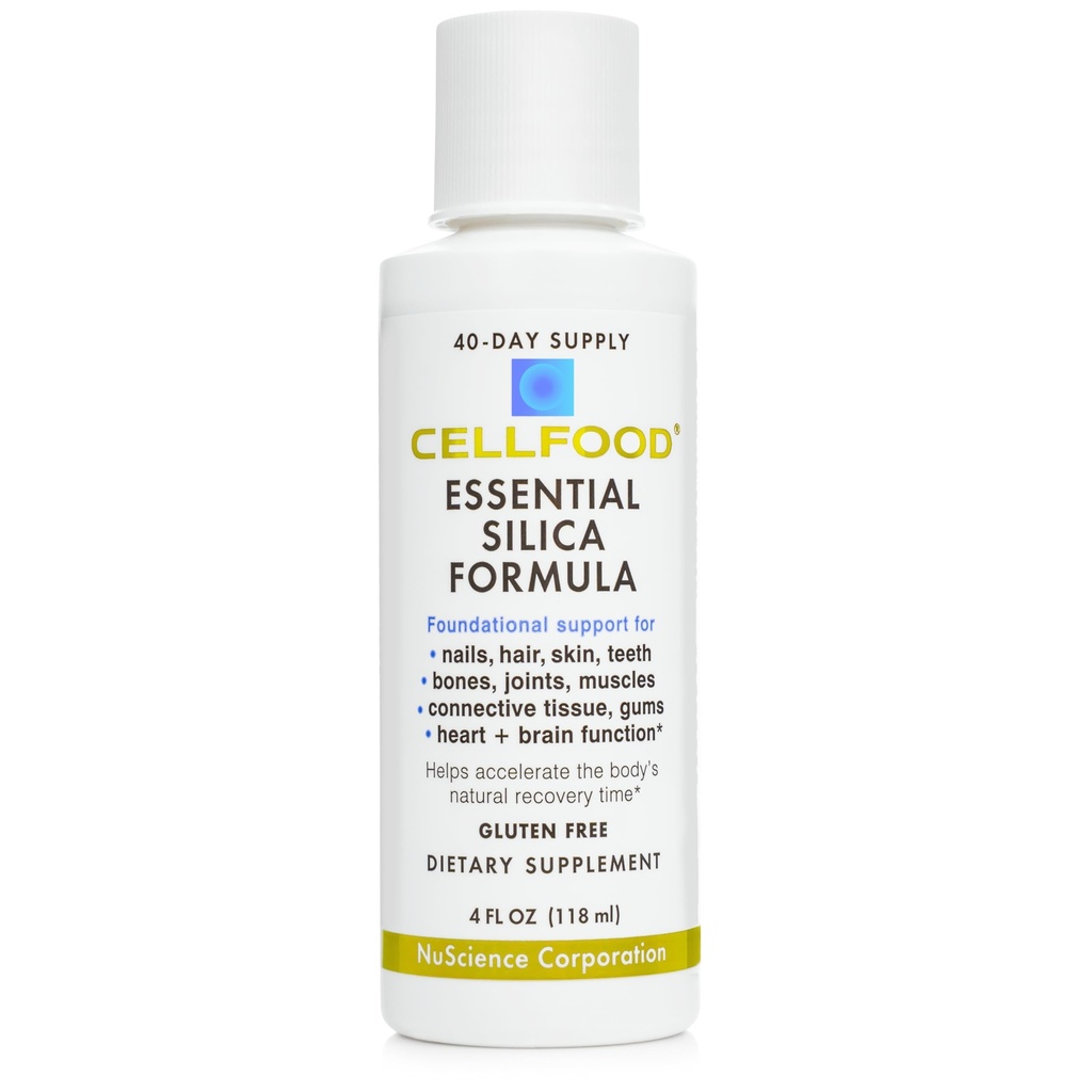 Cellfood Silica Anti-Aging Formula - 4 fl oz - Supports Healthy Bones, Joints, Hair, Skin, Nails, Teeth & Gums - Easy to Absorb Liquid - Gluten & Thiaminase Free, Non-GMO - 40-Day Supply