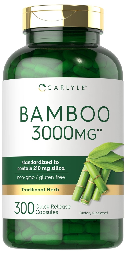Carlyle Bamboo Extract Capsules | 300 Count | 210mg Silica | Non-GMO, Gluten Free Supplement