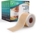 Profesjonalne arkusze z silikonową blizną (1.6 "x 150" Scar Roll- 3.8M) - Leczenie usunięcia blizn - wielokrotnego użytku taśmy z silikonową blizną typ dla Kloida, C- Sekcja, Chirurgia, Burn, Trądzik i