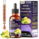 7in1 Biotin and Collagen Supplements - Biotin Liquid Drops with B5 Pantothenic Acid, Vitamin C, Vitamin E, Zinc, Hyaluronic Acid - 30ml 1 Fl Oz