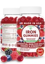 Lunakai USA Made Vegan Iron Gummies 5-in-1 with Methylfolate, Vitamin C, E & B12 - Daily Chewable Iron Supplement for Women, Men & Kids - Energy & Blood Health Support, Non-GMO, 60ct