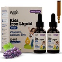 Kids Liquid Iron Drops for Healthy Iron Levels, Liquid Iron Supplements for Kids with Vitamin C & Zinc, Baby & Toddler Iron Supplement, Easy Absorption Daily Use, 2 × 30ml Bottles