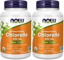 NOW Foods Supplements,Organic Chlorella 500 mg with Naturally Occurring Chlorophyll,Beta-Carotene,Mixed Carotenoids,Vitamin C,Iron and Protein,200 Tablets,(Pack of 2)