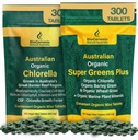 Biogenesis Ultimate Green Energy Duo – Chlorella & SuperGreens Plus (Wheatgrass & Barley Grass) | 600 Count Value Pack | Australian Grown Vegan Superfoods for Immunity & Vitality