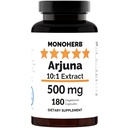 MONOHERB Arjuna 10:1 Extract - 500 mg per Capsule - 180 Capsules - 180 Servings