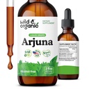 Wild & Organic Arjuna Bark Extract Tincture - Antioxidant Support - Terminalia Arjuna Extract Supplement - Add to Tea & Mix with Powder - Vegan, Sugar & Alcohol-Free - 2 fl oz