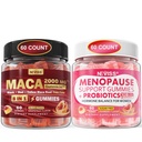 NEVISS Sugar Free Maca Root Filled Gummies 2000mg + Menopause Probiotic Supplement Filled Gummies for Women