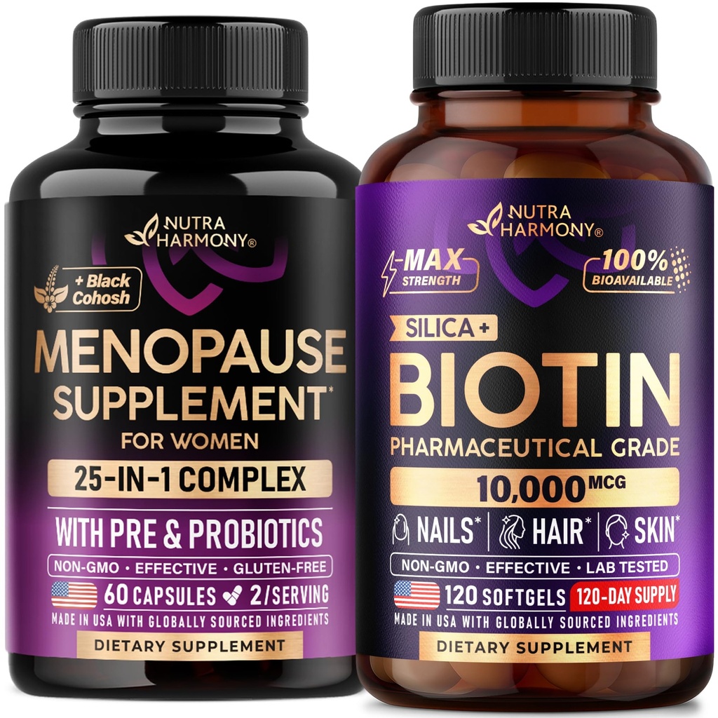 NUTRAHARMONY Menopause Supplement & Biotin with Silicon Softgels