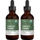 Organic Lugol's Iodine (2-Pack), Iodine and Potassium Iodide 2% Solution 3000 mcg - Liquid Supplement Drops for Thyroid Support for Women & Men, Metabolism Health, Detox Boost - 395 Servings (2 Fl Oz)