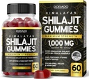 Shilajit Gummies for Men " Women 1000mg (High Potency Gold Grade with 85+ Trace Minerals with Fulvic Acid) - Energy " Immunity Support - Third Party Tested, Non GMO, Vegan " Made in USA - (60 Gummies)